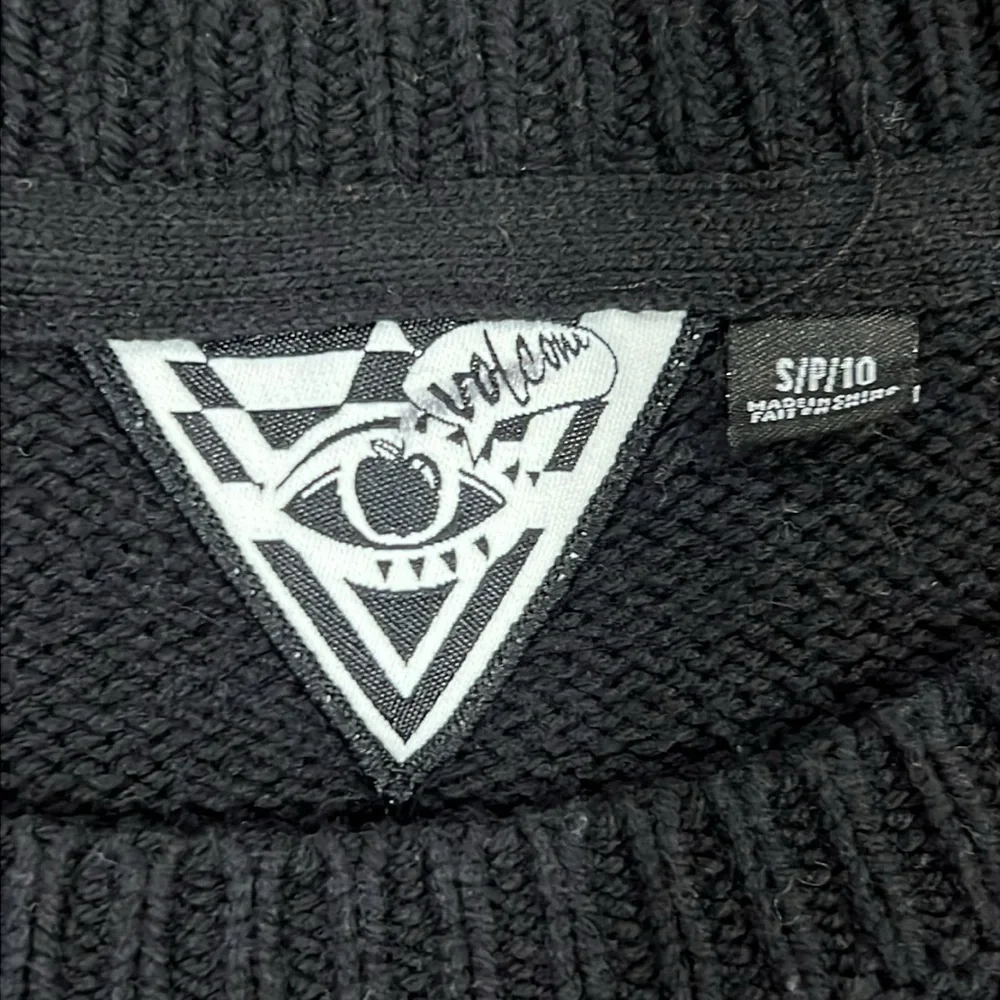 Volcom Black Orange Abstract Sweater S Geo‎ Stripe Festival Grunge Streetwear